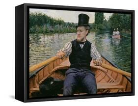 Rower in a Top Hat, C.1877-78-Gustave Caillebotte-Framed Stretched Canvas