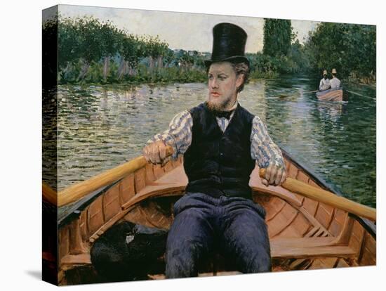 Rower in a Top Hat, C.1877-78-Gustave Caillebotte-Stretched Canvas