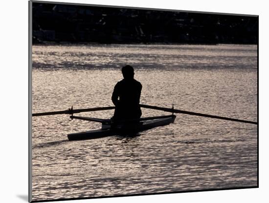 Rower in Portage Bay, Seattle, Washington, USA-William Sutton-Mounted Premium Photographic Print