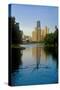 Rower on Chicago River with Skyline-null-Stretched Canvas