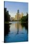 Rower on Chicago River with Skyline-null-Stretched Canvas