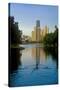 Rower on Chicago River with Skyline-null-Stretched Canvas