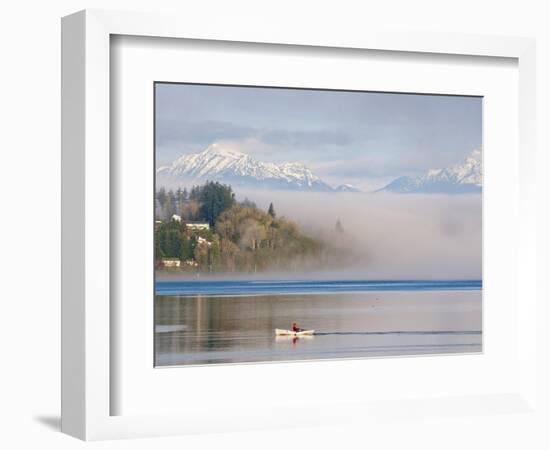 Rower with Fog Bank, Bainbridge Island, Washington, USA-Trish Drury-Framed Photographic Print