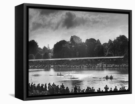 Rowers Competing in Rowing Event on Thames River-Ed Clark-Framed Stretched Canvas