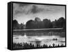 Rowers Competing in Rowing Event on Thames River-Ed Clark-Framed Stretched Canvas