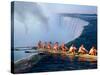 Rowers Hang Over the Edge at Niagra Falls, US-Canada Border-Janis Miglavs-Stretched Canvas