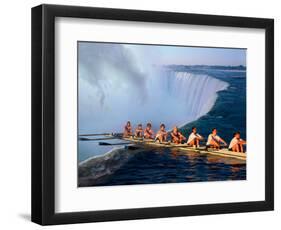 Rowers Hang Over the Edge at Niagra Falls, US-Canada Border-Janis Miglavs-Framed Photographic Print