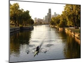Rowers in Lincoln Park lagoon at dawn, Chicago, Illinois, USA-Alan Klehr-Mounted Photographic Print