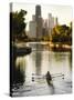 Rowers in Lincoln Park lagoon at dawn, Chicago, Illinois, USA-Alan Klehr-Stretched Canvas