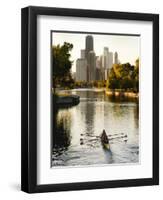 Rowers in Lincoln Park lagoon at dawn, Chicago, Illinois, USA-Alan Klehr-Framed Photographic Print