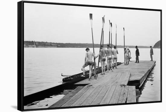 Rowers on Dock-null-Framed Stretched Canvas