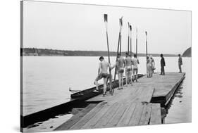 Rowers on Dock-null-Stretched Canvas