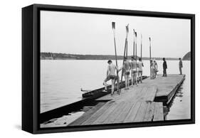 Rowers on Dock-null-Framed Stretched Canvas