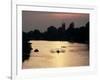 Rowers on River Thames with Church Tower Beyond, Hampton, Greater London, England-Charles Bowman-Framed Photographic Print