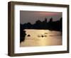 Rowers on River Thames with Church Tower Beyond, Hampton, Greater London, England-Charles Bowman-Framed Photographic Print