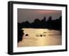 Rowers on River Thames with Church Tower Beyond, Hampton, Greater London, England-Charles Bowman-Framed Photographic Print