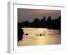 Rowers on River Thames with Church Tower Beyond, Hampton, Greater London, England-Charles Bowman-Framed Photographic Print