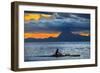 Rowing at Sunset in Tahiti, French Polynesia, Tahiti Nui, Society Islands, French Polynesia, South-null-Framed Giclee Print