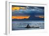 Rowing at Sunset in Tahiti, French Polynesia, Tahiti Nui, Society Islands, French Polynesia, South-null-Framed Giclee Print