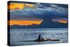Rowing at Sunset in Tahiti, French Polynesia, Tahiti Nui, Society Islands, French Polynesia, South-null-Stretched Canvas