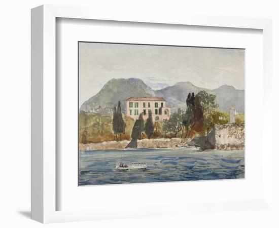 Rowing Barge with the Borbone Flag Approaching a Large House on the Neapolitan Coast-Giacinto Gigante-Framed Giclee Print