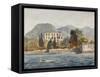 Rowing Barge with the Borbone Flag Approaching a Large House on the Neapolitan Coast-Giacinto Gigante-Framed Stretched Canvas