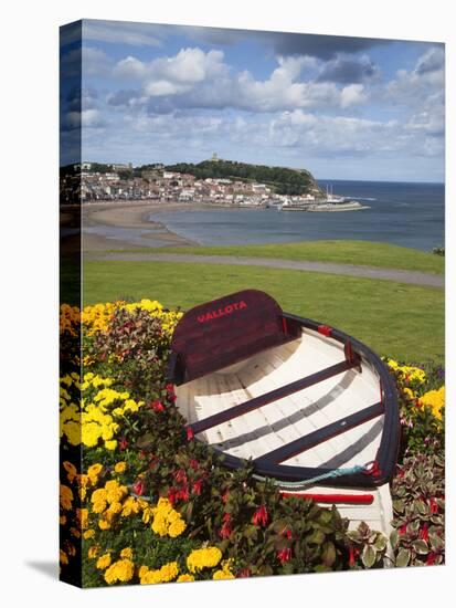 Rowing Boat and Flower Display, South Cliff Gardens, Scarborough, North Yorkshire, England-Mark Sunderland-Stretched Canvas