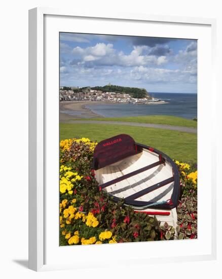 Rowing Boat and Flower Display, South Cliff Gardens, Scarborough, North Yorkshire, England-Mark Sunderland-Framed Photographic Print