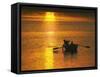 Rowing Boat on Ganges River at Sunset, Varanasi, India-Keren Su-Framed Stretched Canvas