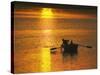 Rowing Boat on Ganges River at Sunset, Varanasi, India-Keren Su-Stretched Canvas