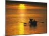 Rowing Boat on Ganges River at Sunset, Varanasi, India-Keren Su-Mounted Photographic Print