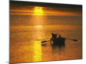 Rowing Boat on Ganges River at Sunset, Varanasi, India-Keren Su-Mounted Photographic Print