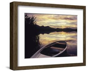 Rowing Boat on Hopfensee Lake at Sunset, Near Fussen, Allgau, Bavaria, Germany, Europe-Markus Lange-Framed Photographic Print