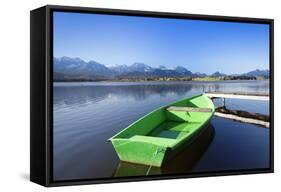 Rowing Boat on Lake Hopfensee, Allgau, Bavaria, Germany, Europe-Markus Lange-Framed Stretched Canvas