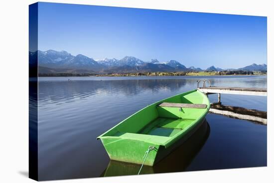 Rowing Boat on Lake Hopfensee, Allgau, Bavaria, Germany, Europe-Markus Lange-Stretched Canvas