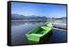 Rowing Boat on Lake Hopfensee, Allgau, Bavaria, Germany, Europe-Markus Lange-Framed Stretched Canvas