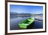 Rowing Boat on Lake Hopfensee, Allgau, Bavaria, Germany, Europe-Markus Lange-Framed Photographic Print