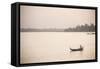 Rowing Boat on Taungthaman Lake at Sunrise, Myanmar (Burma)-Matthew Williams-Ellis-Framed Stretched Canvas