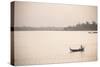 Rowing Boat on Taungthaman Lake at Sunrise, Myanmar (Burma)-Matthew Williams-Ellis-Stretched Canvas