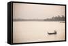 Rowing Boat on Taungthaman Lake at Sunrise, Myanmar (Burma)-Matthew Williams-Ellis-Framed Stretched Canvas