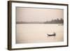 Rowing Boat on Taungthaman Lake at Sunrise, Myanmar (Burma)-Matthew Williams-Ellis-Framed Photographic Print