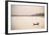 Rowing Boat on Taungthaman Lake at Sunrise, Myanmar (Burma)-Matthew Williams-Ellis-Framed Photographic Print