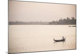 Rowing Boat on Taungthaman Lake at Sunrise, Myanmar (Burma)-Matthew Williams-Ellis-Mounted Photographic Print