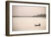 Rowing Boat on Taungthaman Lake at Sunrise, Myanmar (Burma)-Matthew Williams-Ellis-Framed Photographic Print