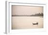 Rowing Boat on Taungthaman Lake at Sunrise, Myanmar (Burma)-Matthew Williams-Ellis-Framed Photographic Print