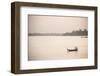 Rowing Boat on Taungthaman Lake at Sunrise, Myanmar (Burma)-Matthew Williams-Ellis-Framed Photographic Print