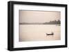 Rowing Boat on Taungthaman Lake at Sunrise, Myanmar (Burma)-Matthew Williams-Ellis-Framed Photographic Print