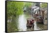 Rowing boat on the Grand Canal, Nanxun Ancient Town, Zhejiang Province, China-Keren Su-Framed Stretched Canvas