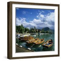 Rowing Boats Along Lake Shore, Talloires, Lake Annecy, Rhone Alpes, France, Europe-Stuart Black-Framed Photographic Print