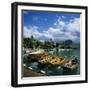 Rowing Boats Along Lake Shore, Talloires, Lake Annecy, Rhone Alpes, France, Europe-Stuart Black-Framed Photographic Print